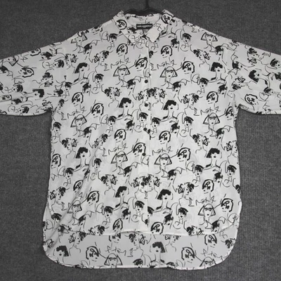 Karl Lagerfeld Paris Women's XL Face Print Button Up Shirt Top Rare - Image 1 of 4