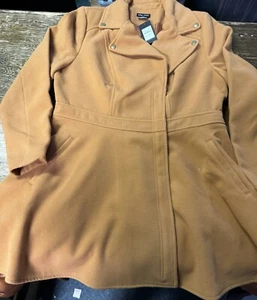 city chic Coat Hi Lo Frill Jacket Sz XXS Mid Length 00216761 Women’s DARK CARMEL - Picture 1 of 9