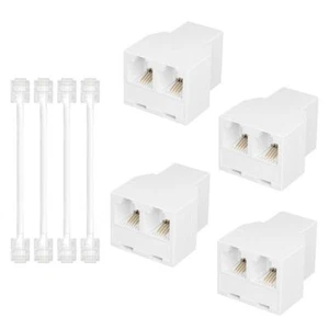 White RJ11 6P4C  Adapter US Phone Jack Splitter  for Landline Phone - Zdjęcie 1 z 7