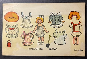 Marjorie Daw Cutout Doll Postcard Uncut M.G.Hays Doll Series No,11 - Picture 1 of 2