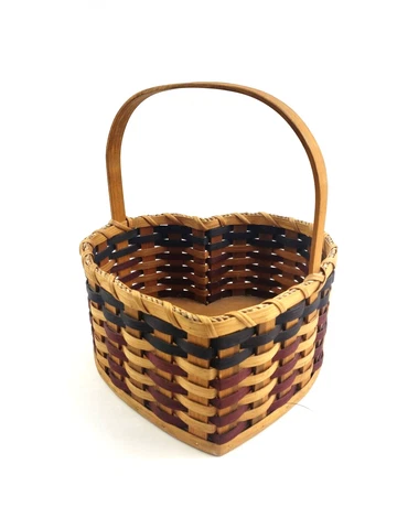 Handcrafted Heart shaped Woven Wicker Wood  Decorative Basket with Handle Cover