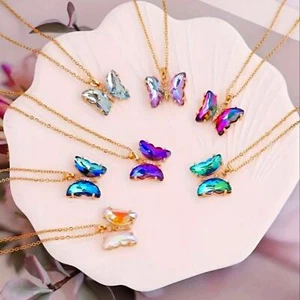 Fashion Style Gradient Butterfly Pendant Necklace for Women - Purple - Picture 1 of 13