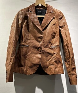 Neu ohne Etikett JOSEPH braune Ziegenleder Lederjacke Made in Italy Größe 38 - Bild 1 von 16