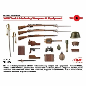 SET ARMI E ATTREZZATURE FANTERIA TURCA PRIMA GUERRA MONDIALE #35699 1/35 ICM - Foto 1 di 1