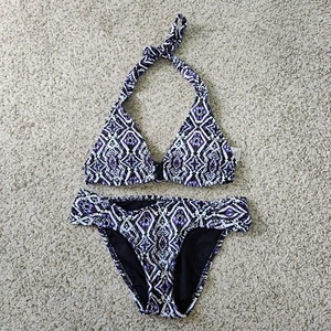 Mossimo Womens Bikini Size M/L Purple Tie Halter Neck Two Piece Swim Suit - Picture 1 of 9