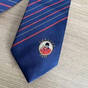 Vintage Walker Tetley Bitter Tie Striped Navy Red And Gold Tetley Necktie - Picture 1 of 8