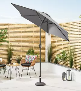 More details for 2m aluminium parasol umbrella grey garden patio table sun shade canopy large