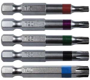 TORX Driver Bit Set - 2 inch - T15, T20, T25, T30, T40 ~ Quick-Change Shank Torx - Picture 1 of 2