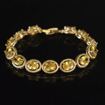 Новый роскошный k золото покрытием овальный желтый цитрин драгоценных камней женщин модные браслеты - Изображение 1 из 4