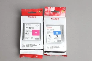 GENUINE Canon PFI-101B Blue & Magenta for imagePROGRAF ipf5000 **EXPIRED INK** - Photo 1/6