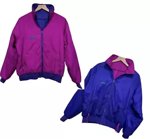 Women's Vintage 90s Columbia pink purple reversible jacket coat size xl - Picture 1 of 13