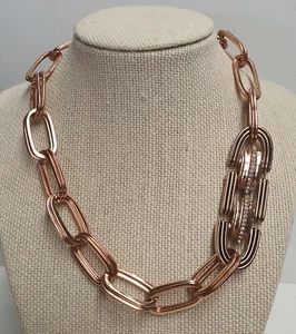 Mimco Rose Gold Toned Plate Chain 40cm with Rhinestone Decorative Clasp Pendant - Picture 1 of 7