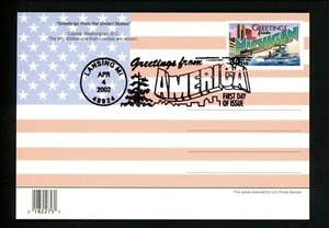 US FDC 2002 Greetings America #3582 Michigan MI Flag Map Large Letter Postcard - Picture 1 of 2