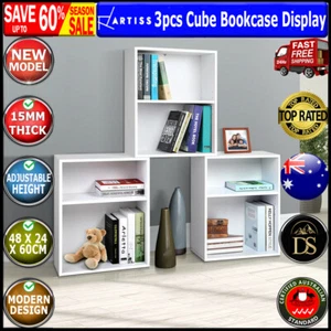 Artiss 3pcs Cube Bookcase Display Book Storage Shelf Cabinet Rack Stand Kit Unit - Picture 1 of 12