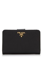Prada Saffiano Metal Short Wallet (Black; Saffiano Leather)