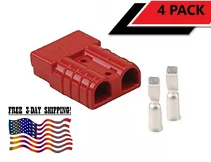 2 SET 8 GAUGE RED 2 CONTACT CONNECTOR BATTERY TERMINALS PLUG QUICK CONNECT - Picture 1 of 2