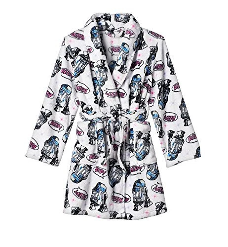 Roupão de banho Disney Star Wars meninas pelúcia branco galáxia R2-D2, roupão - Imagem 1 de 1