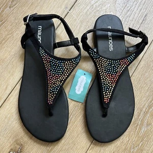 Maurices Bejeweled Strap Sandals Size 7 NWT Colorful Festival - Picture 1 of 6