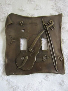San Pacific International Brass Double Switch Plate Music Design Vintage - Picture 1 of 4
