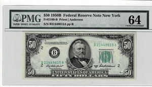 1950B $50 FR 2109-B BA Block PMG 64 - Picture 1 of 3