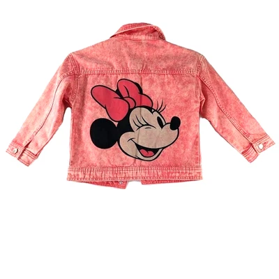 Chaqueta Jean Minnie Mouse Rosa Niñas Talla 6 Disney Junior Denim Lavado Ácido Usada en Excelente Condición Foto 1 de 4
