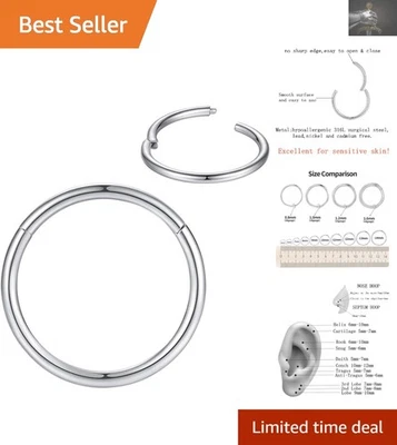 Стильный гипоаллергенный нос кольцо обруч - доступны в серебре, золоте и многое другое, 20g-8g - Изображение 1 из 4