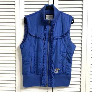 University Kansas Jayhawks KU Blue Quilted Vest Puffer Fleece Retro Womens Sz XL - Picture 1 of 12