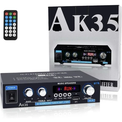 Home Audio Amplifier Receivers 200W Bluetooth 5.0 RMS 30W X 2 AK35 Stereo Receiv - Image 1 of 4