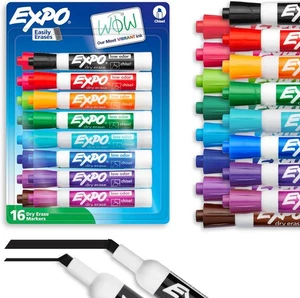 Expo Geruchsarme trocken abwischbare Marker verschiedene Farben Keilspitze - 16er Pack - Bild 1 von 7