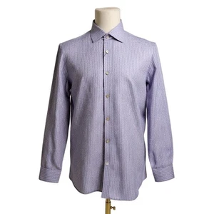 Robert Graham Button Front Shirt Long Sleeve Woven LEVY Purple White 16.5 L - Picture 1 of 9