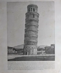 c1890 PRINT ~ LEANING TOWER PISA - Picture 1 of 1