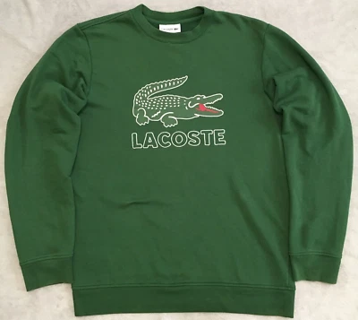 Lacoste mens Green Big Logo Crocodile Pullover Sweater Sweatshirt size M - Image 1 of 4