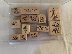 Juego de 13 estampillas Stampin Up On the Beach retiradas 2002 vacaciones en arena - Imagen 1 de 4