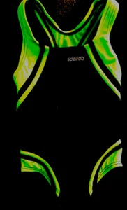 Speedo size 5 little girls swimsuit racerback one piece bathing suit Navy green - Picture 1 of 4