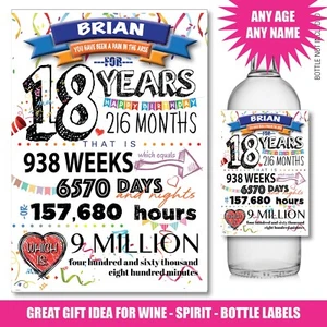 18., 21. 30. PERSONALISIERTER Geburtstag, lustiger Wein GIN Whisky Flaschenetikett 162 - Bild 1 von 13
