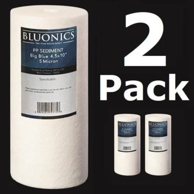 Bluonics 2-PK  10 x 4.5" (5 Micron) Sediment Whole House Water Filters Iron Rust - Image 1 of 2