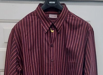 КЛАССИЧЕСКАЯ МУЖСКАЯ ХЛОПКОВАЯ РУБАШКА VERSACE В ПОЛОСКУ С ДЛИННЫМ РУКАВОМ РАЗМЕР 2XB СДЕЛАНО В ИТАЛИИ  - Изображение 1 из 4