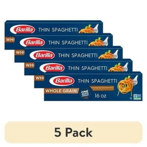 (5 pack) Barilla Classic Whole Grain Pasta, Thin Spaghetti Noodles, 16 oz - Picture 1 of 10