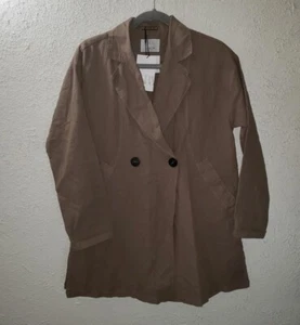 NWT Zara Linen Jacket Fits Women's S/M Youth Girls Sz 13-14 Brown Casual Blazer - Picture 1 of 12