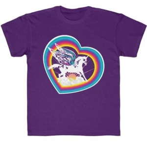 Unicorn Magic Heart Rainbow Kids T-Shirt / Fairy Wings, Fairytale Story Kingdom - Picture 1 of 58