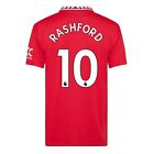 adidas Mens Manchester United FC Rashford Home Shirt 2022 2023 Domestic Collared