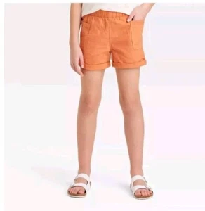 Girls' Utility Woven Midi Shorts - Cat & Jack™ Orange XXL - Picture 1 of 4