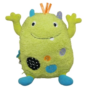 Sassy Giggle Monster Plush Baby Infant Stuffed Toy 10" Green Blue Sounds Work - Picture 1 of 6