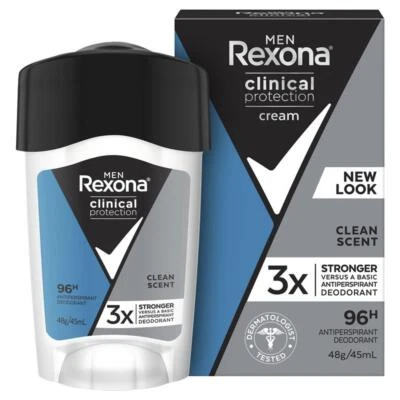 Rexona for Men Clinical Protection Antiperspirant Clean Scent 45ml - Imagem 1 de 4