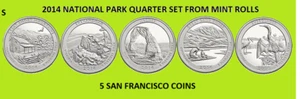 2014 S America the Beautiful Quarter 5 Coin Set - Picture 1 of 1