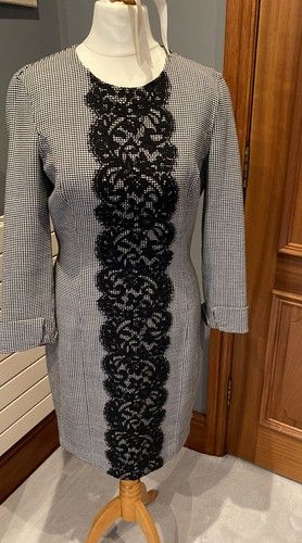 Michael Kors Fitted Dress Women’s Size UK 8 US 6 Black & White Fine Wool VGC