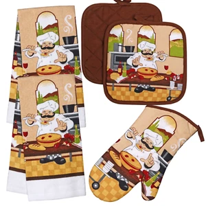 Kitchen Towel Set - Chef - Pot Holders, Oven Mitt, Dish Towel Chef Classic theme - Picture 1 of 5