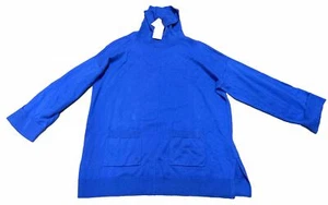 Woolovers Women’s Large Cobalt Blue 100% Wool Turtleneck Sweater - Picture 1 of 4