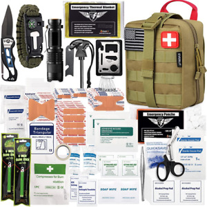 250pc Survival First Aid Kit Medical Emergency Military Trauma Bag Tactical IFAK