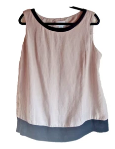 Motherhood Maternity Top Size XL Linen Rayon Sleeveless Ivory Tie Back Lagenlook - Picture 1 of 10